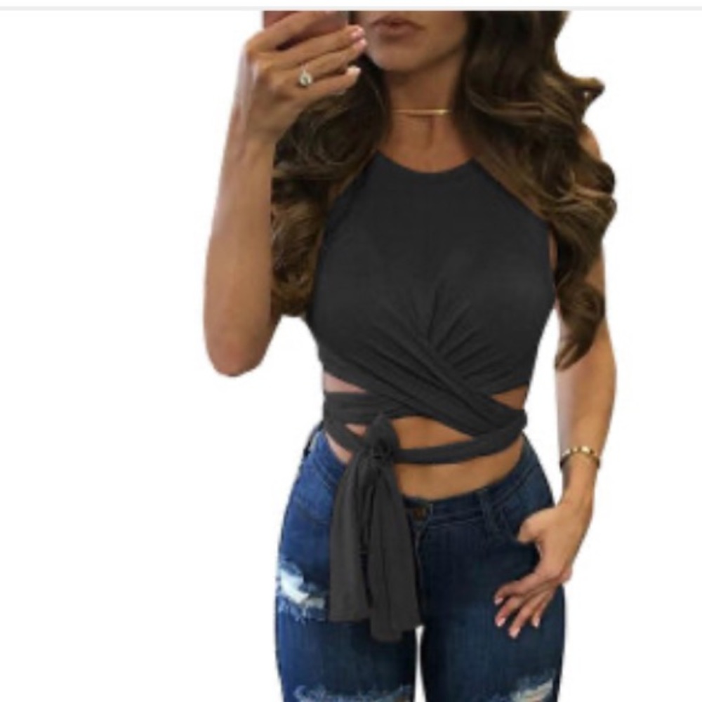 Sleeveless Wrap Tried Top